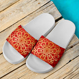Luxury Gold Style Mandala With Red Art Slide Sandals