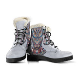 Free Spirit Of Owl Faux Fur Leather Boots