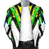 Racing Style Neon Green & Black Colorful Splash Vibe Men's Bomber Jacket