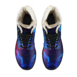 Blue Cosmos Faux Fur Leather Boots