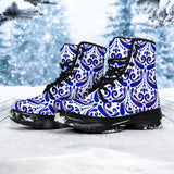 Traditional Blue & White Ornamental Vibes Design Four Chunky Boots