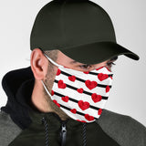 Red Heart With Black Stripes Protection Face Mask