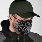 Black Bandana Design With Paisley Two Protection Face Mask