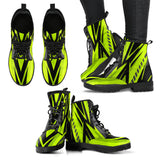 Racing Style Black & Neon Green 2 Unisex Leather Boots