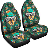 Funny Lovely Green Dachshund Car Seat Cover