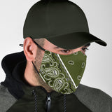 Luxury Perfect Army Green and White Bandana Style Protection Face Mask
