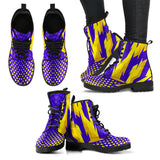 Racing Style Purple & Yellow Vibes Leather Boots