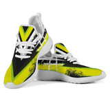 Racing Style Yellow & White Mesh Knit Sneakers