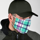 Street Style in Neon Colors Tartan Design Three Protection Face Mask