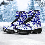 Traditional Blue & White Ornamental Vibes Design Three Chunky Boots