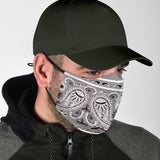 Grey Bandana Design With Paisley Style Protection Face Mask