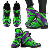 Racing Style Neon Green & Purple 2 Vibes Leather Boots