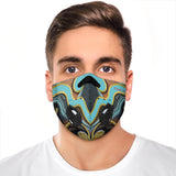 Luxury Light Blue & Gold Marble Design Premium Protection Face Mask