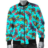 Neon Light Blue With HawkMoth Style Men's Bomber Jacket