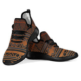 Brown Ethnic Ornament Mesh Knit Sneakers