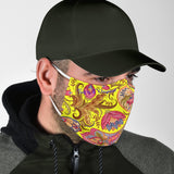 Neon Yellow & Pink Paisley Pattern Protection Face Mask