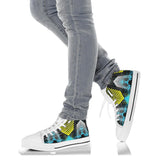 Racing Style Blue & Yellow Stripes Vibes High Top Shoes