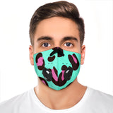 Light Blue & Pink Neon Colorful Leopard Design Skin Premium Protection Face Mask