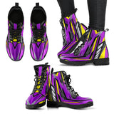 Racing Style Violet & Yellow Vibes Leather Boots