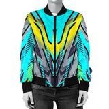 Racing Style Ocean Blue & Yellow & Grey Colorful Vibe Women's Bomber Jacket