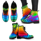 Pride! Rainbow Design Art With Neon Splash Leather Boots