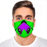 Racing Style Neon Green & Purple Stripes Two Premium Protection Face Mask