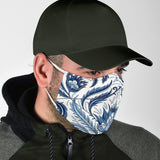 Luxurious Paisley Ornamental Design White & Blue Protection Face Mask