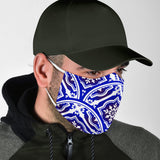White & Blue Traditional Mandala Design Two Protection Face Mask