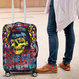 Famous Rock Zombie Star Madam X Strange Red Tartan Design X Dark Blue Tie Dye Luggage Cover