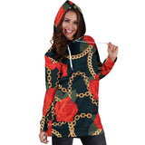 Dark Style Roses & Gold Chains Women's Hoodie Dress