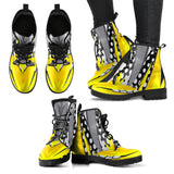 Racing Style Yellow & Grey Unisex Leather Boots