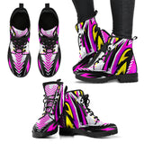 Racing Style Pink & White Unisex Leather Boots