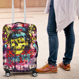 Famous Rock Zombie Star Madam X Violet Tie Dye Marble Design Luggage Cover