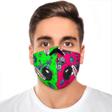 Tattoo Studio Design In Neon Green & Pink Vibes Premium Protection Face Mask