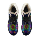 Colorful Flower Of Blue Spirit Faux Fur Leather Boots