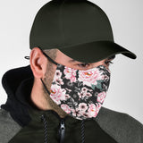 Black Design With Pink Flowers Protection Face Mask