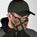 Red Heart In Gold Jewelry Protection Face Mask