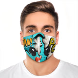 Light Blue Pop Art Design Premium Protection Face Mask