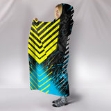 Racing Style Ocean Blue & Yellow Stripes Vibes Hooded Blanket