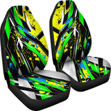 Racing Style Neon Green Splash & Yellow Vibes Car Seat Covers