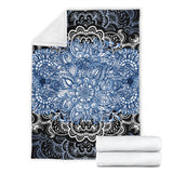 Blue Lotus On Black Sunset Premium Blanket