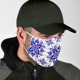 Amazing Traditional Design White & Blue Ornaments Four Protection Face Mask