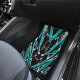 Racing Style Ice Blue & Black Stripes Vibes Front Car Mats
