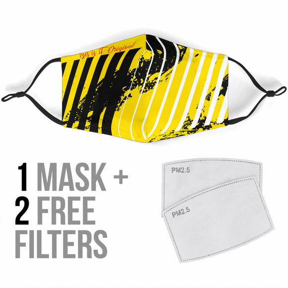 Racing Style Black With Yellow Stripes Design Two Protection Face Mask