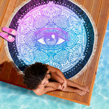 Lotus Purple Eye Beach Blankets