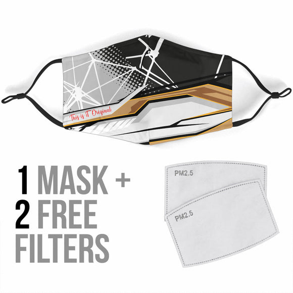 Racing Cosmic Style Black With Brown Stripes Design Protection Face Mask