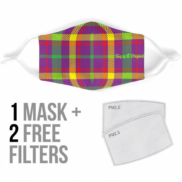 Street Style in Neon Colors Tartan Design One Protection Face Mask