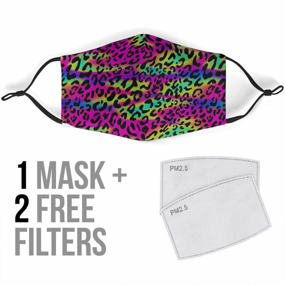 Rainbow Colors Leopard Style Protection Face Mask