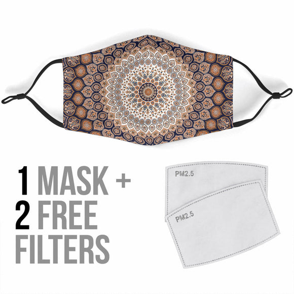 Persian Style Brown Mandala  Protection Face Mask