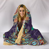 Peace Oriental Flowery Mandala Premium Hooded Blanket